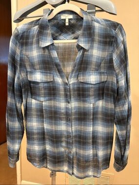 Joie Blue and Gray Plaid Button-Front Shirt